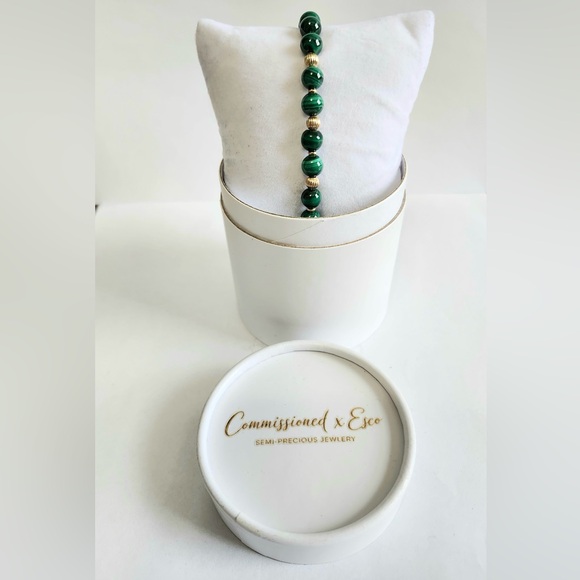 Malachite & 14k Yellow Gold Corrugated Bracelet - Picture 5 of 5